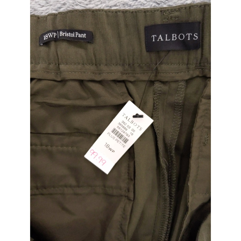Talbots Bristol Pant Plus Petite Olive Green Wide Leg Casual Dress Pants 18WP - Picture 7 of 9